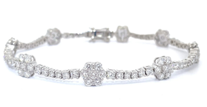 6 Carat Diamond Cluster Flower & Vine Tennis Bracelet $6,250 Retail