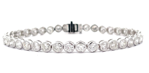 NEW Sheffield & Sons 7.90 Carat Natural Diamond Bezel Tennis Bracelet in 14k White Gold $36,392 Appraisal Included VIDEO