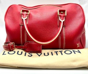 RARE Louis Vuitton Red Taurillon Leather Carry All Boston Bag $3,500 Pre-Owned Retail