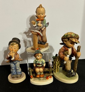 lot 28 image: Four Vintage Hummel Figurines including Hummel Figurine on Secret Path and Hummel Figurine Serenade & More