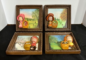lot 31 image: Vintage Handcrafted Paintings 3D Figurines