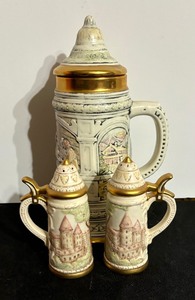 lot 92 image: Vintage Stein with Salt and Pepper Shakers