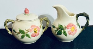 lot 110 image: Vintage Franciscan Desert Rose Creamer Pitcher and Sugar Dish