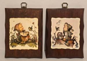 lot 128 image: Pair of Vintage Hummel Wall Plaques
