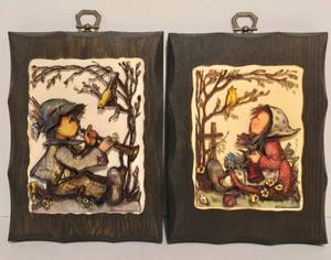 lot 130 image: Pair of Vintage Hummel Wall Plaques