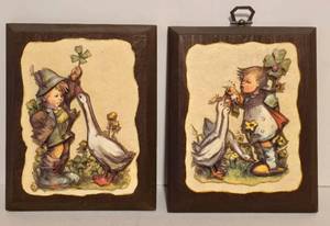 lot 133 image: Pair of Vintage Hummel Wall Plaques