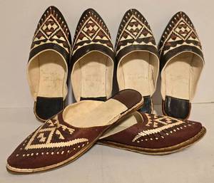 lot 202 image: Three Pairs of Vintage Handcrafted African Leather Shoes