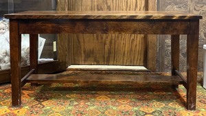 lot 79 image: Rustic Brown Wood Storage Coffee Table with Hinged Top