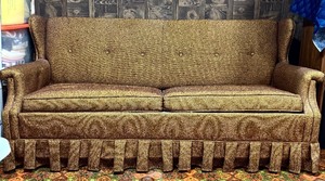 lot 4A image: Vintage Awesome Sleeper Sofa in Speckled Multi Browns