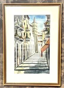 lot 77 image: Vintage Framed Italian Scene Print by Floyd