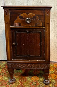 lot 235 image: Petite Vintage Wood Storage Cabinet with Drawer