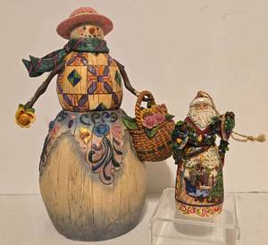 lot 291 image: Adorable Jim Shore Heartwood Creek Snowman & Santa Figures