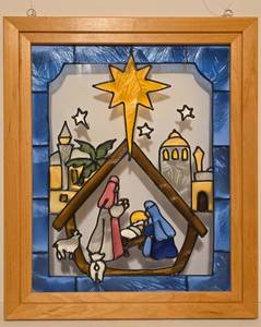lot 408 image: Beautiful Stained Glass Nativity Window Decor