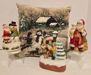 lot 434 image: Trio of Musical Figures  Holiday Needlepoint Pillow