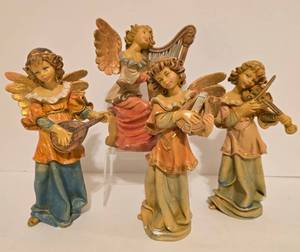 lot 437 image: Set of Four Painted Ceramic Angels