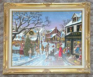 lot 453 image: Nostalgic Christmas Village Print on Canvas