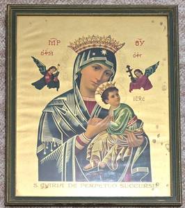 lot 468 image: Beautiful Vintage Our Lady of Perpetual Help Lithograph