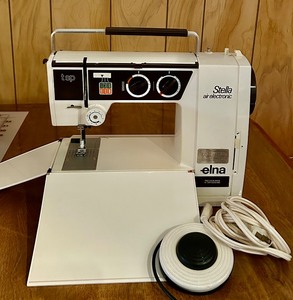 lot 476 image: Vintage Elna Stella Air Electronic with Cover and Manual