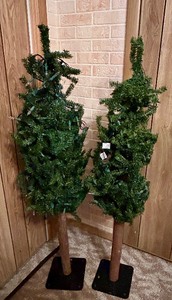 lot 490 image: Pair of Large Lighted Faux Pine Trees