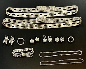 lot 545 image: Collection of Vintage Rhinestone Jewelry including Sterling Silver