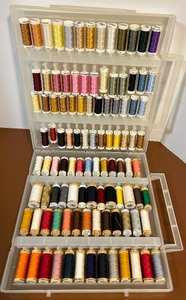 lot 550 image: Original Slimline Thread Storage Box Filled with Thread