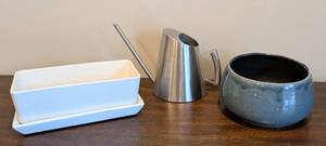 lot 98 image: Pair of Ceramic Planters and Watering Can