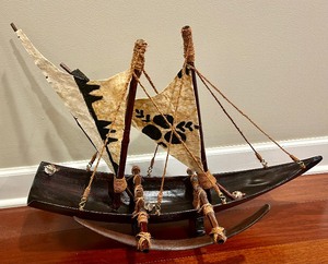 lot 124 image: Vintage Sailboat Model with Turtles