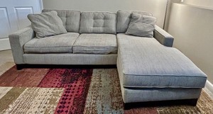 lot 40 image: Upholstered Neutral Gray Sectional From Macys