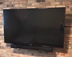 lot 41 image: Samsung TV with Yamaha Sound Bar and Subwoofer