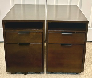 lot 67 image: Pair of Dark Wood Stylish Filing Cabinets
