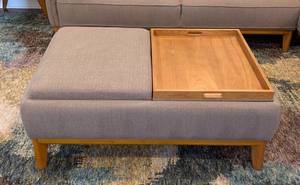 lot 2 image: Jollen Mid Century Style Grey Storage Ottoman