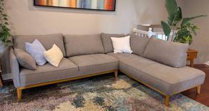 lot 1 image: Jollen Mid Century Style Grey Two Piece Sectional