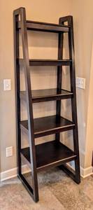 lot 30 image: Espresso Wood Ladder Bookshelf