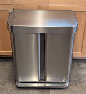 lot 32 image: SimpleHuman One Step Dual Trash Bin