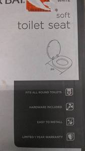 lot 12 image: Glacier Bay Soft Toilet Seat - White, Fits All Round Toilets