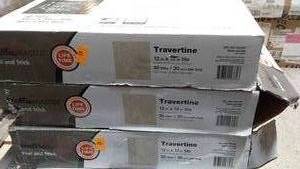 lot 149 image: 3 Boxes of 30 Travertine Floor Tiles - 12 x 12 - Beige