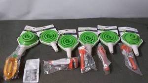 lot 208 image: Set of 6 Collapsible Funnels and 5 Kitchen Tools - Pineapple Peeler & Carrot Slicer
