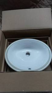 lot 8 image: Round Bathroom Sink with Overflow Drain - 14.17 in Diameter