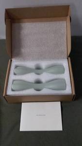 lot 102 image: Set of 2 Green Glass Shakers in Original Box with Instructions