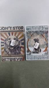 lot 110 image: Set of 2 Decorative Dog-Themed Wall Signs - Retriever and Schnauzer