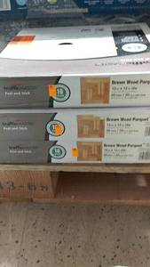 lot 148 image: TrafficMASTER Peel and Stick Brown Wood Parquet Tiles - Set of 3 Boxes (30 sq ft per box)