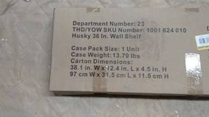 lot 23 image: Husky 36 Inch Wall Shelf - New and Unopened