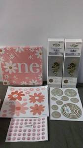 lot 125 image: Assorted Home Decoration Craft Supplies including Eucalyptus Garland and Decorative Stickers