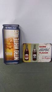 lot 224 image: Vintage Dr Pepper Advertising Sign & Samuel Adams Nitro White Ale Package