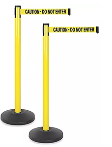 lot 233 image: 2PCS Yellow Crowd Control Posts with Retractable Belt - Caution - Do Not Enter, 11