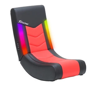 lot 481 image: X Rocker Solo Floor Rocker Gaming Chair with RGB Lighting, Red