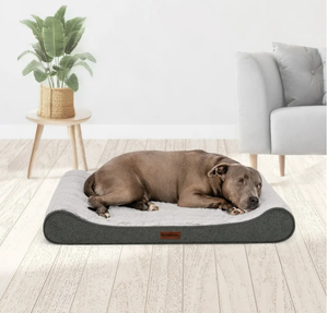 lot 492 image: Furhaven Pet Products Luxe Lounger Large Orthopedic Contour Dog Bed, Gray, 38 lb limit