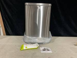lot 398 image: EKO Madison Brushed Stainless 50 Liter13.2 Gallon Step Trash Can with Inner Liner