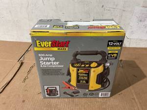 lot 238 image: EverStart 800 Peak Amp Jump Starter with 120 PSI Compressor, Pivoting LED Light, 3X USB Ports