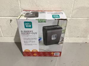 lot 525 image: PenGear 6-Sheet Micro-cut PaperCredit Card Shredder with 3.4 Gallon Bin, Black